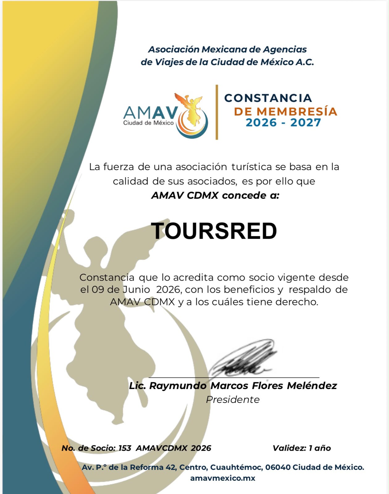 Constancia de Membresía AMAV CDMX 2026-2027