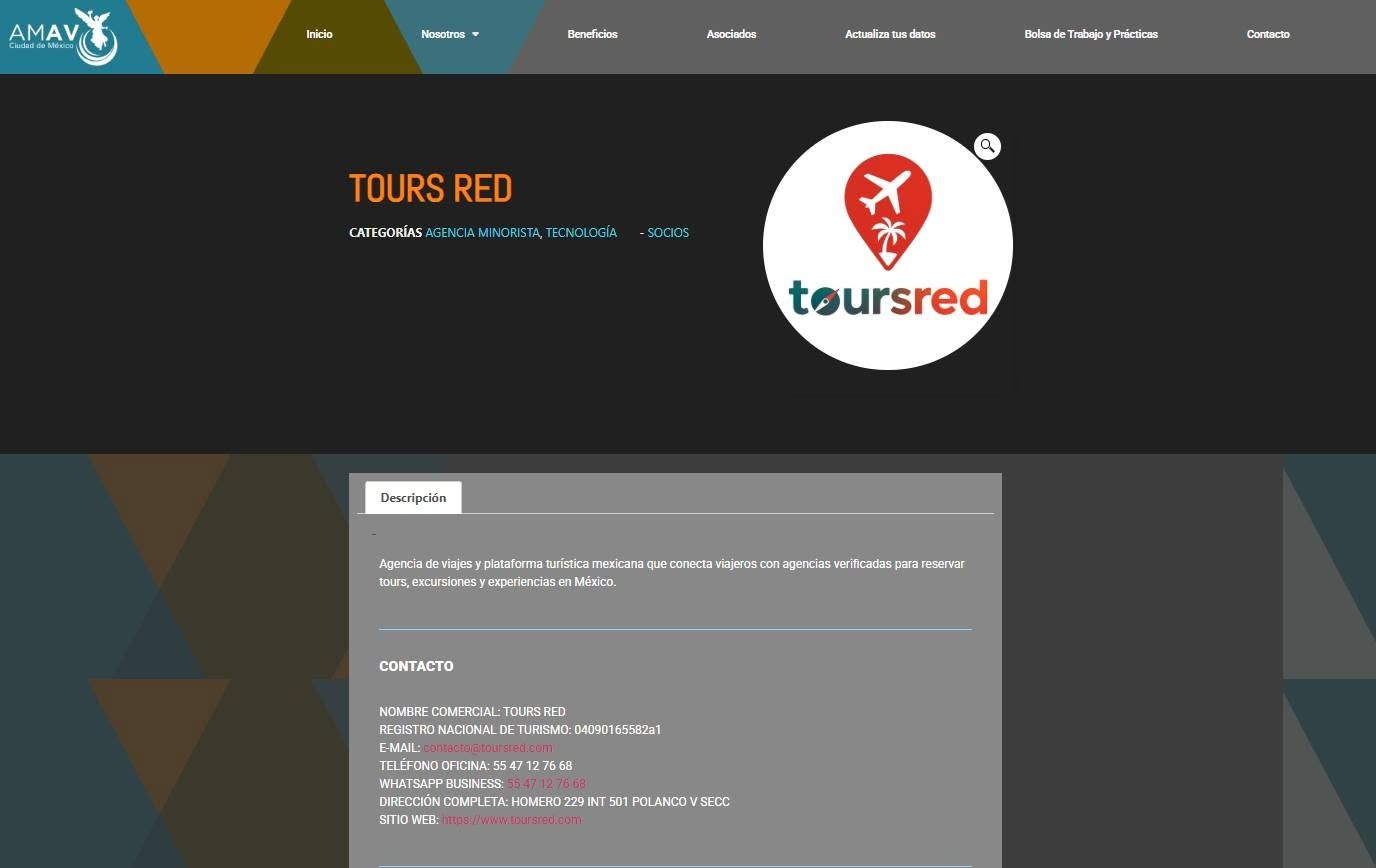 ToursRed en el directorio oficial de socios de AMAV CDMX